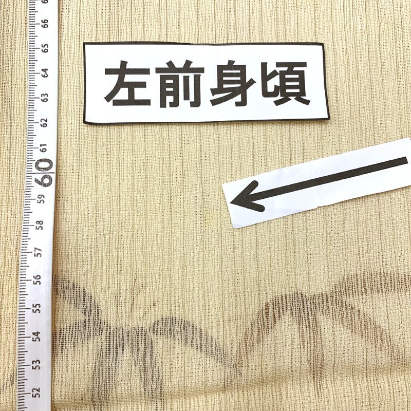 セール定価 303mh73〇付下げ 単衣 紗袷 紗 絽 三つ紋 松 金糸〇美品