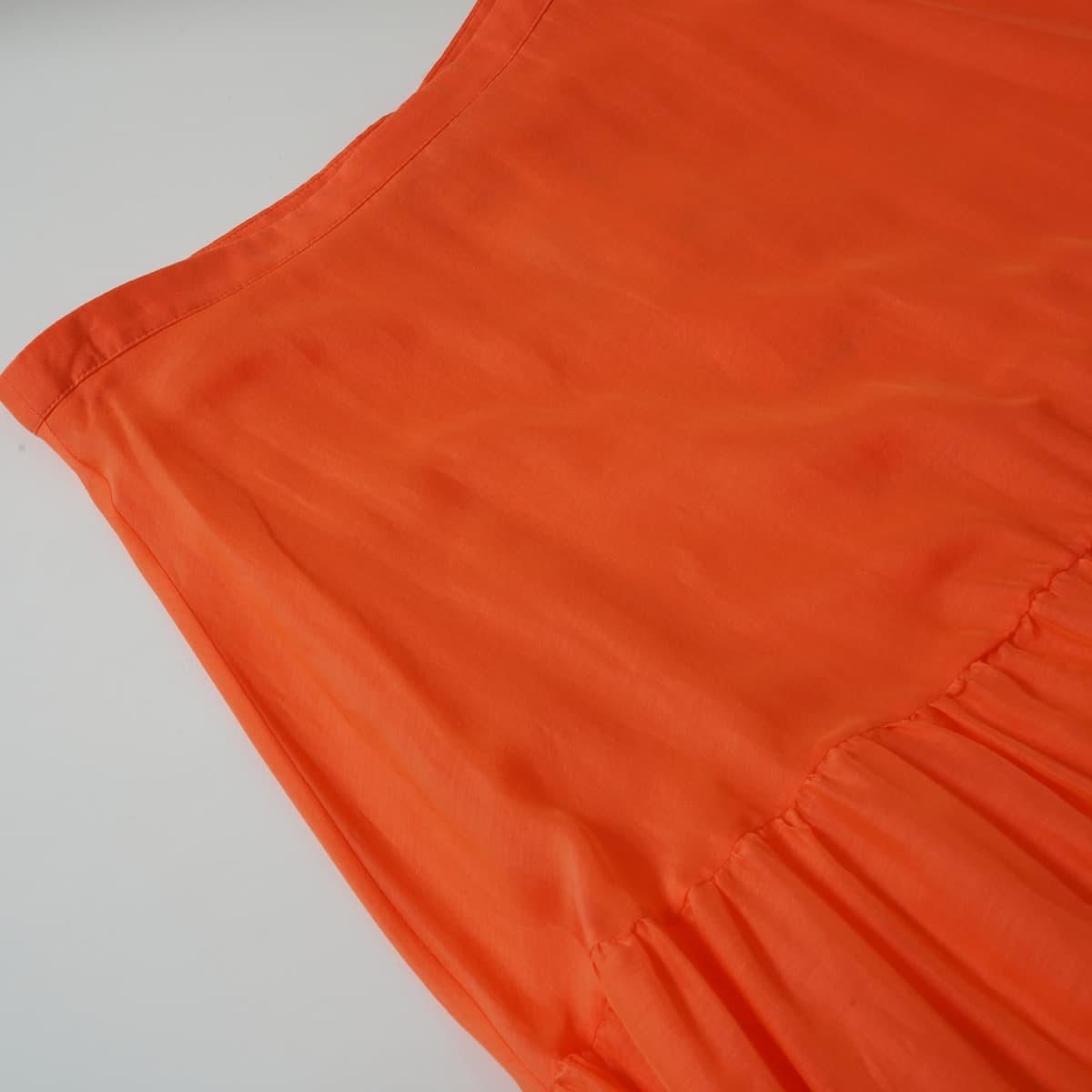 未使用 定価4万 MAXandCo マックスアンドコー シルク混 ティアードスカート ロング丈 フレア オレンジ 綿絹_画像5