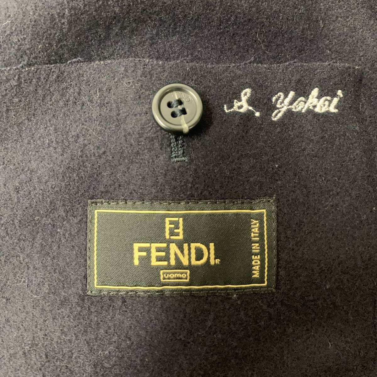 VINTAGE FENDI イタリア製 ステンカラーコート ウールコート チンストラップ 切りっぱなし バルマカーン フェンディ【送料一律/同梱可能】E_画像9