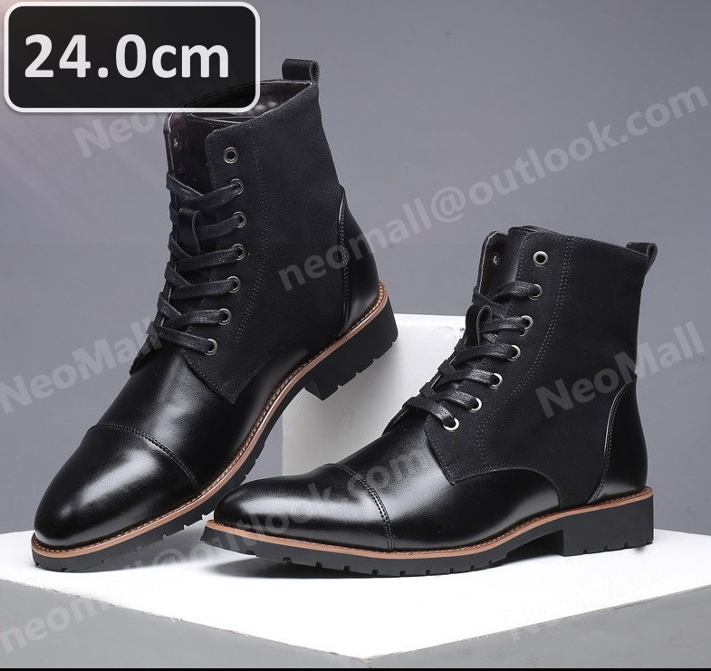PUレザー メンズ シュートブーツ ブラック サイズ 24.0cm 革靴 靴 カジュアル 屈曲性 通勤 軽量 インポート品【n032】