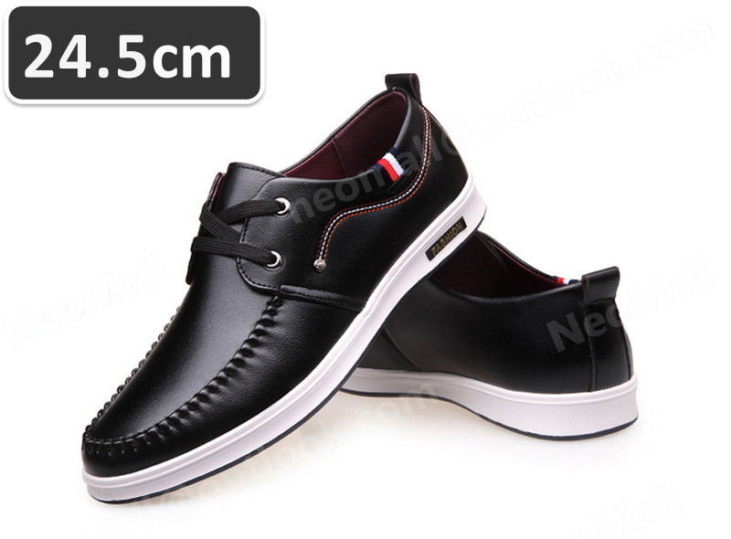 メンズ カジュアル スニーカー ブラック サイズ 24.5cm 革靴 靴 カジュアル 屈曲性 通勤 軽量 インポート品【n043】