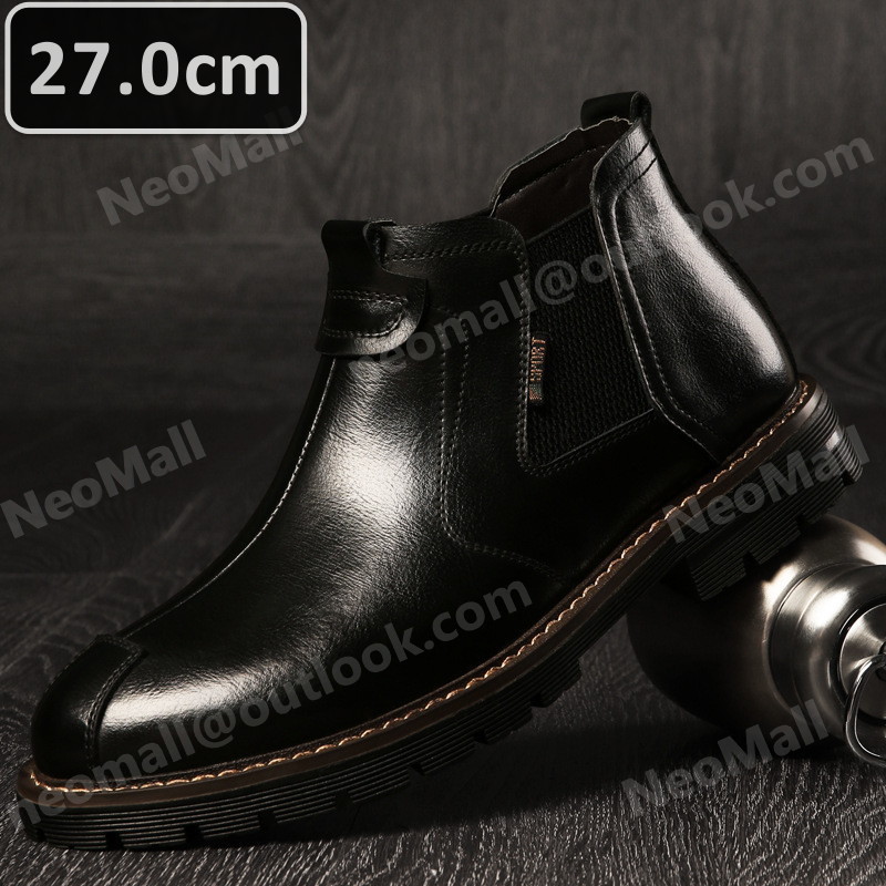 本革 牛革 メンズ シュートブーツ ブラック サイズ 27.0cm 革靴 靴 カジュアル 屈曲性 通勤 軽量 インポート品【n022】