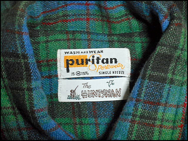 ★春におすすめな色目が◎な1枚★Made in USA製アメリカ製puritanピューリタンビンテージウールシャツ60s60年代M15-15 1/2シャドーオンブレ_画像9