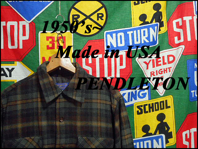 ★コンディション◎な1枚★Made in USA製アメリカ製PENDLETONペンドルトンビンテージウールシャツ50s50年代M検シャドーチェックオンブレー