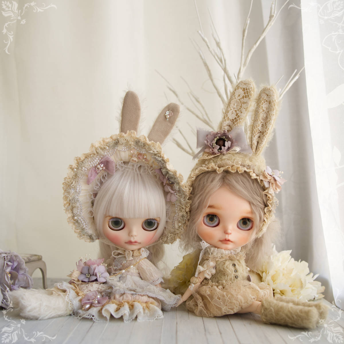 ◆箱庭少女◆ Blythe ブライスアウトフィット ドレスと布花アクセサリー -Easter-の画像3
