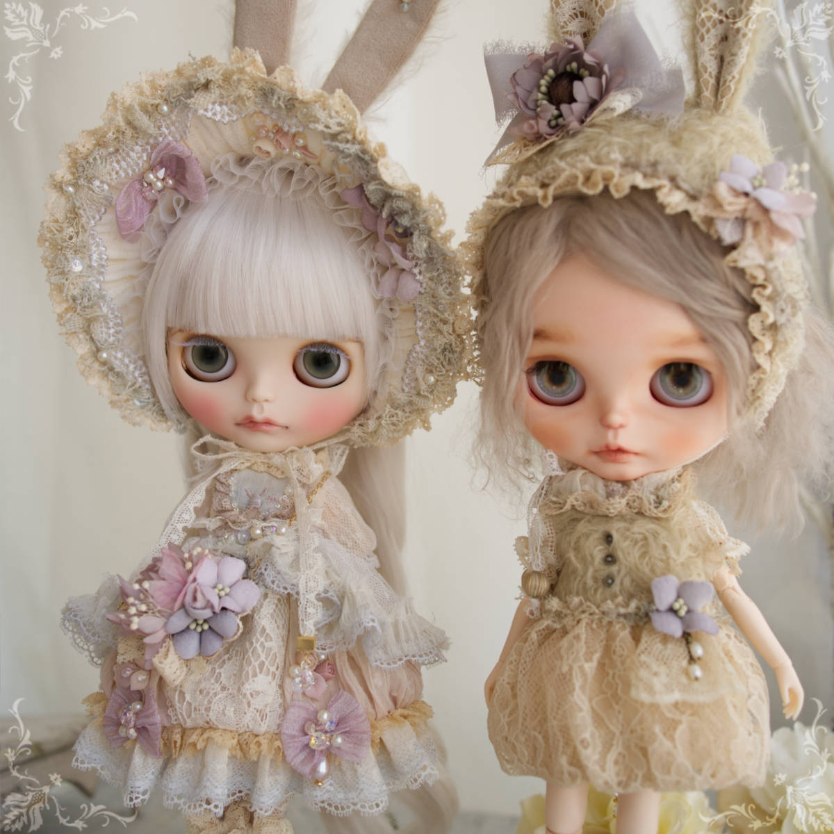 ◆箱庭少女◆ Blythe ブライスアウトフィット ドレスと布花アクセサリー -Easter-の画像2