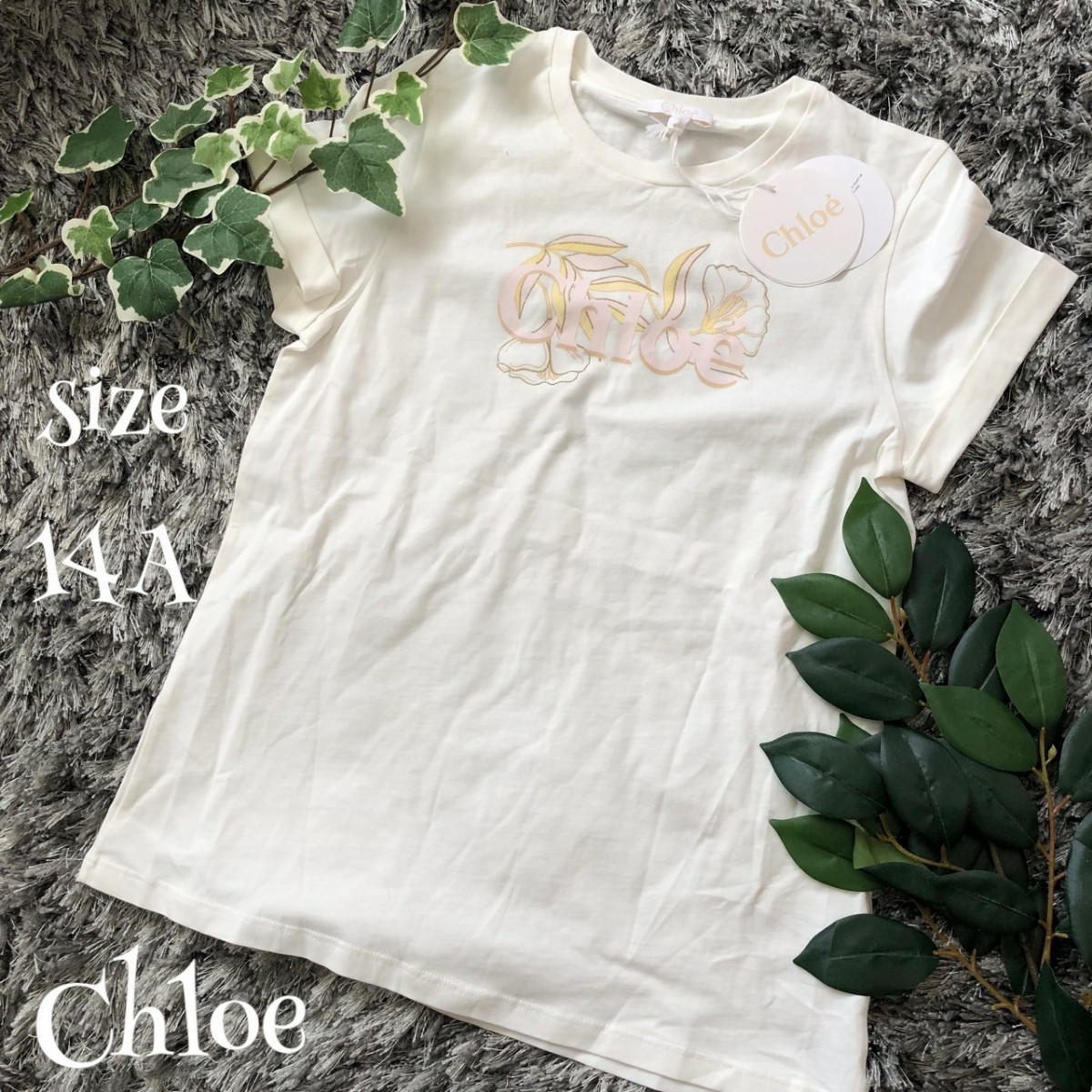 クロエ Chloe レディース Tシャツ 新品未使用 ホワイト サイズ14A(半袖