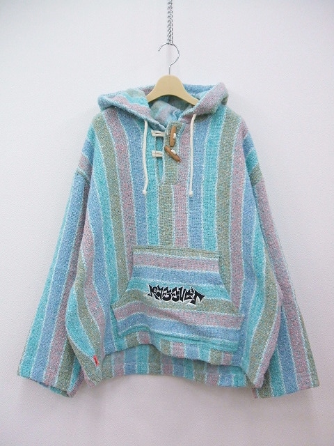 PACCBET 新品 Baja Hoodie vertical stripe-print knitted hoodie サイズM パーカー ライトブルー 多色 ラスベート 2-0903T F89435