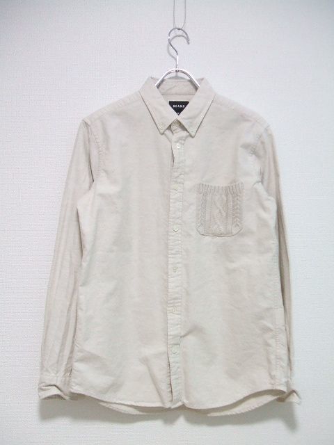 BEAMS ニット切替ポケット 長袖シャツ アイボリー メンズ ビームス 2-0124T 188834_画像1