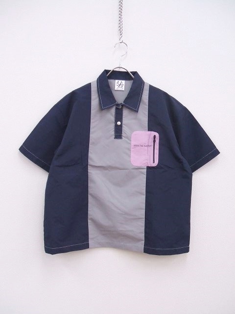 SPECIAL GUEST スペシャルゲスト Nylon Polo Shirt 半袖シャツ ネイビー グレー メンズ 2-0515S F87533