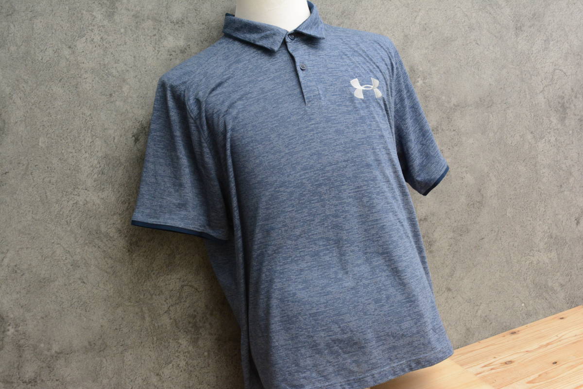 * прямые продажи *[ популярный бренд ] Under Armor UA Roo z Tec нагрев механизм рубашка-поло с коротким рукавом голубой серый размер 2XL Golf одежда 
