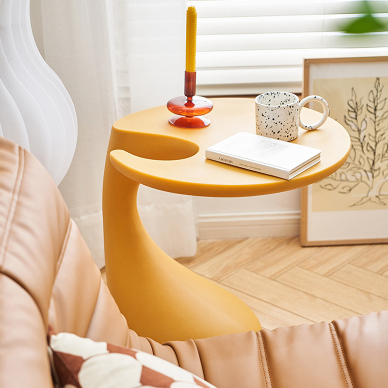 新品　北欧風　家具　テーブル台　異形テーブル　マカロンカラー　ソファ　ベッドサイドテーブル　底部注水　ジンジャーイエロー