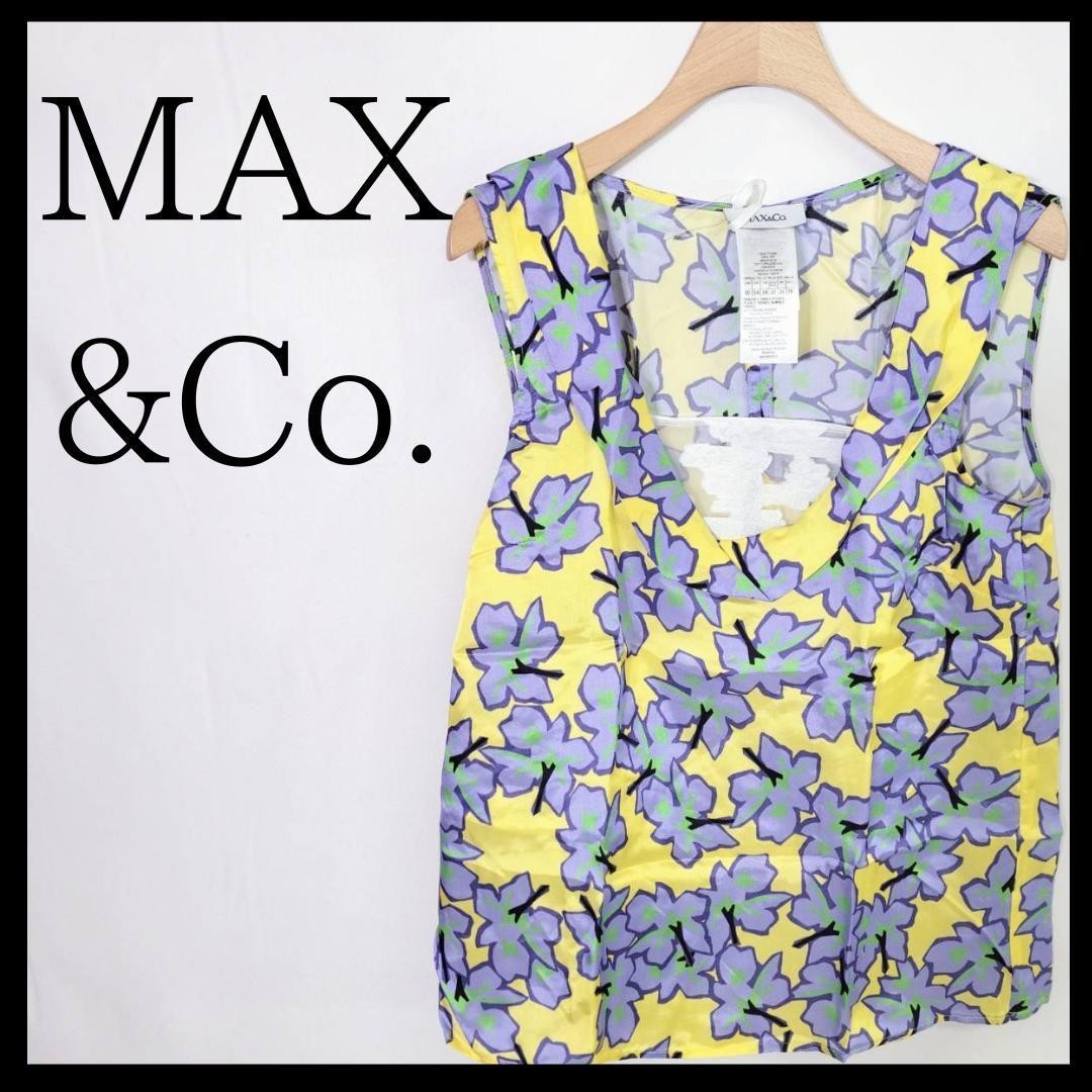 【17471】 MAX&Co マックス＆コー トップス シャツ 36 黄 紫 新品 タグ付き おしゃれ きれいめ ノースリーブ カジュアル_画像1