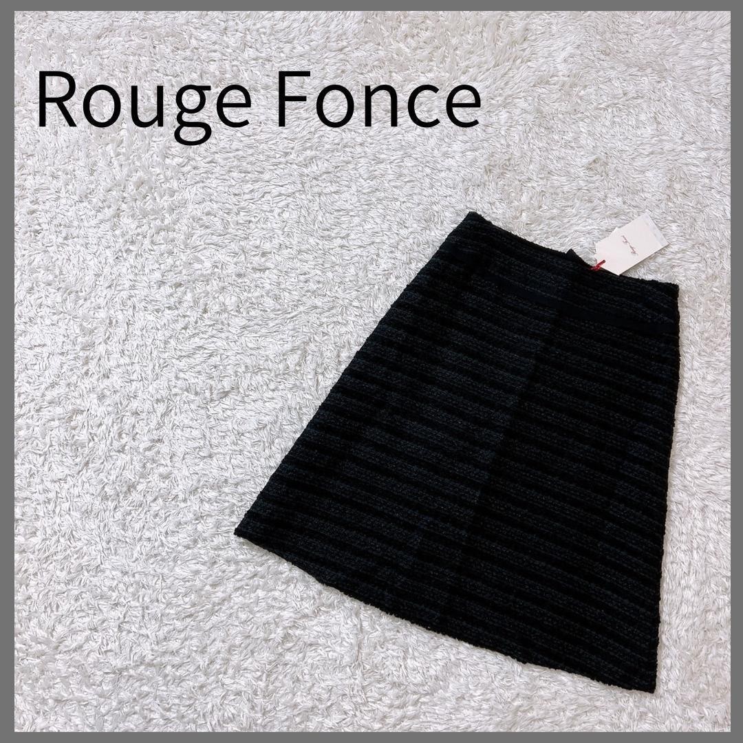 【13907】 Rouge Fonce ルージュフォンセ スカート 新品 36 黒 ブラック 無地 おしゃれ お出かけ用 タグ付き オケージョン