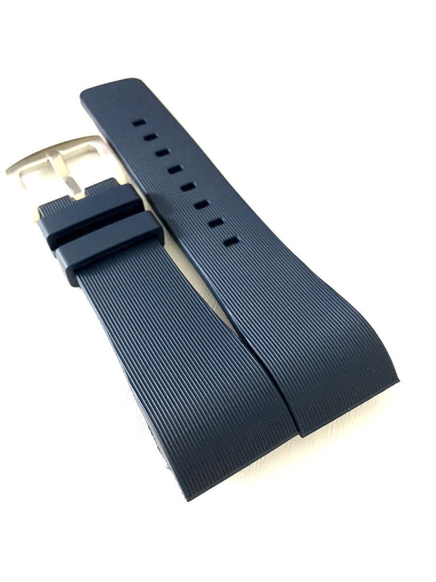 腕時計 シリコン ラバーベルト ネイビーブルー 紺 ヘアライン 縦縞