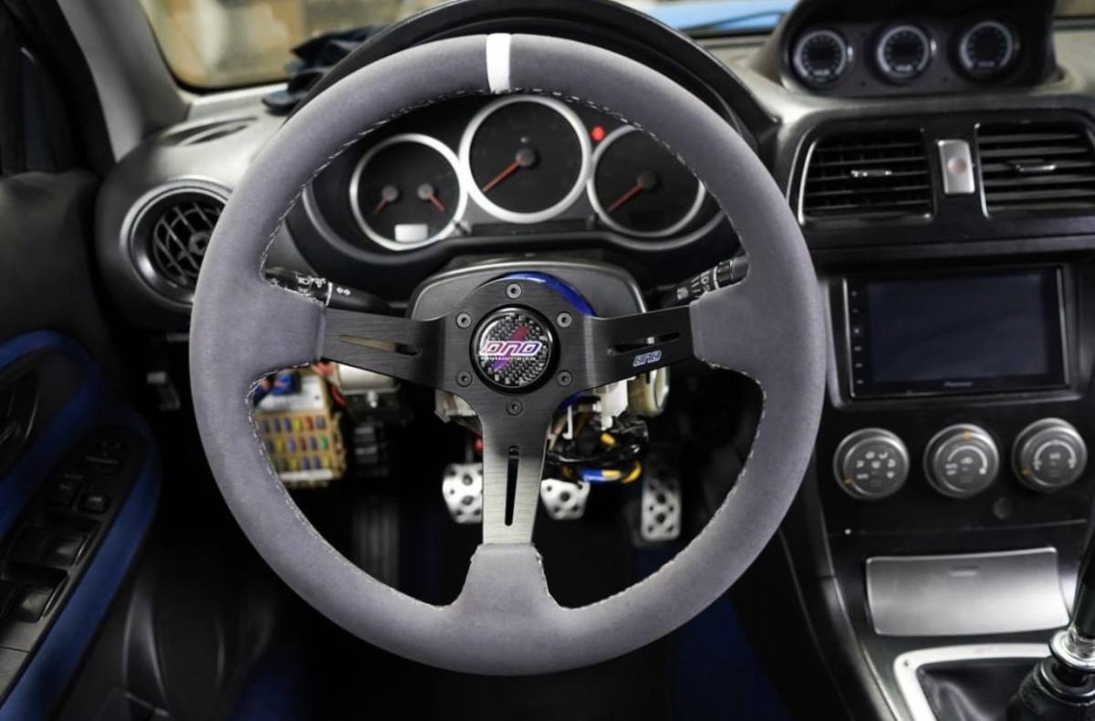 【Newホーンボタン】 DND Performance Interior　ブルーアルカンターラ 青 350mm USDM JDM ステアリング ハンドル カラー スウェード_画像5