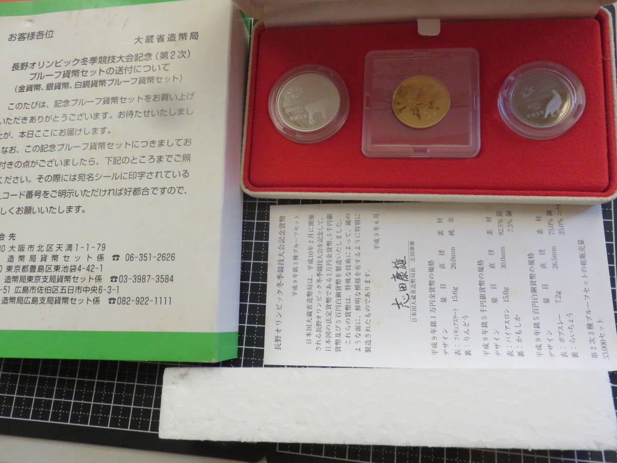 長野オリンピック金、銀、白銅セット（第2次）1998