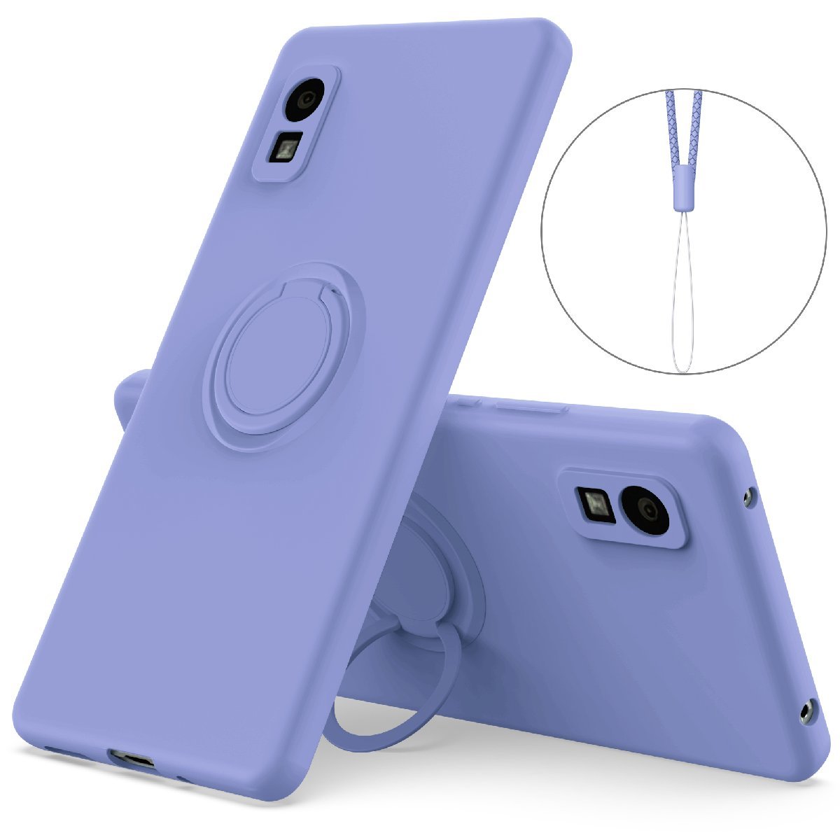 AQUOS wish SHG06 wish2 SH-51C ソフトケース リング TPU カバー アクオスウィッシュツー パープル_画像1