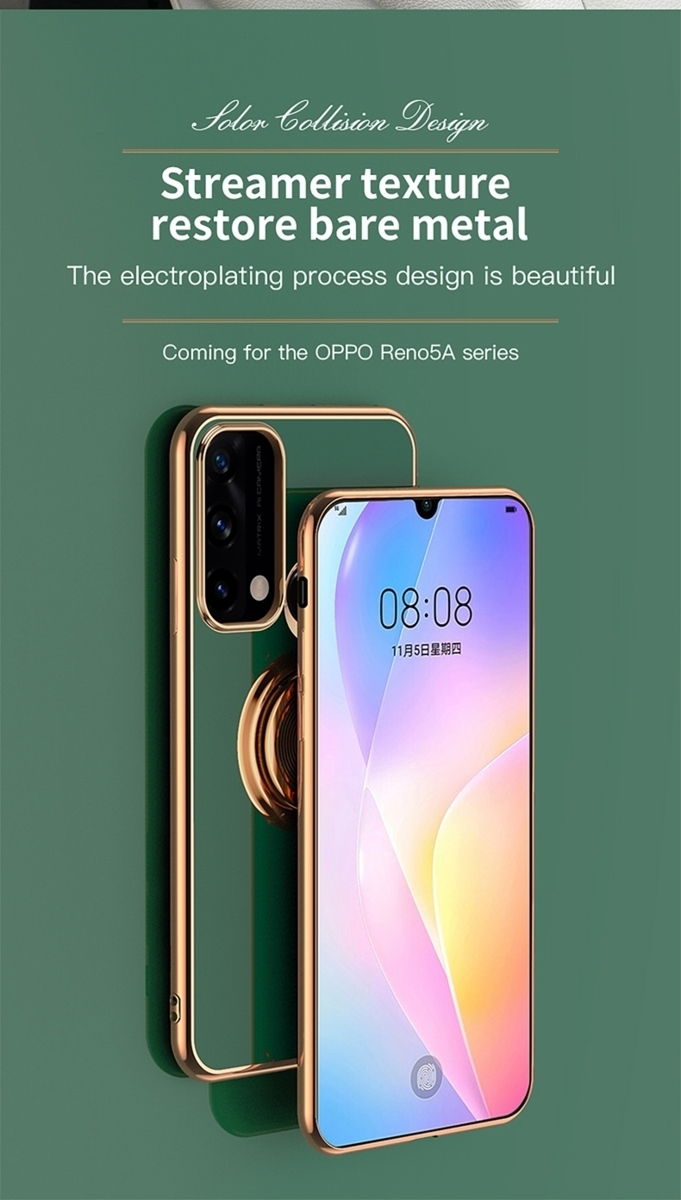 OPPO Reno5 A A101OP plating processing magnet correspondence 360 times rotation ring attaching soft case TPU protection case pink 