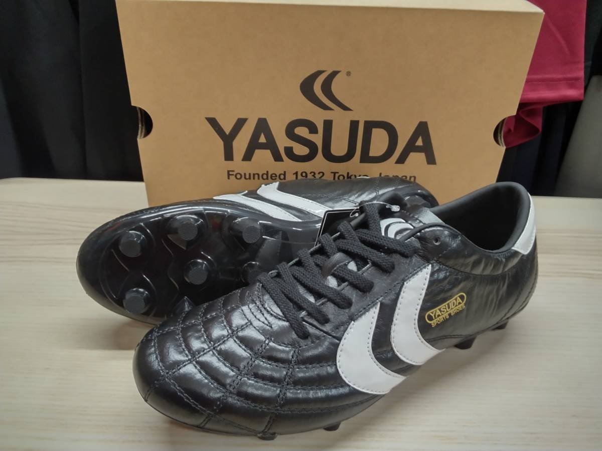 ヤスダ YASUDA サッカーシューズ スパイク 固定式 Ligaresga Pro YSD-F20.001 BLACK／WHT 26,0cm カンガルー皮 黒ソールの画像1