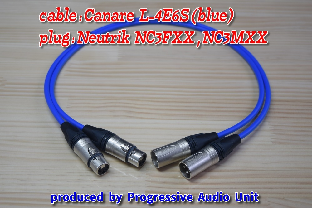 □□ canare L-4E6S（blue）＋XLR plug オス-メス（NC3FM）/0.50m×2本_画像1