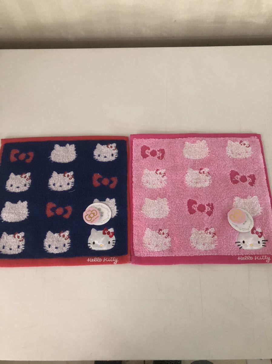  tag attaching Hello Kitty hand towel navy pink 