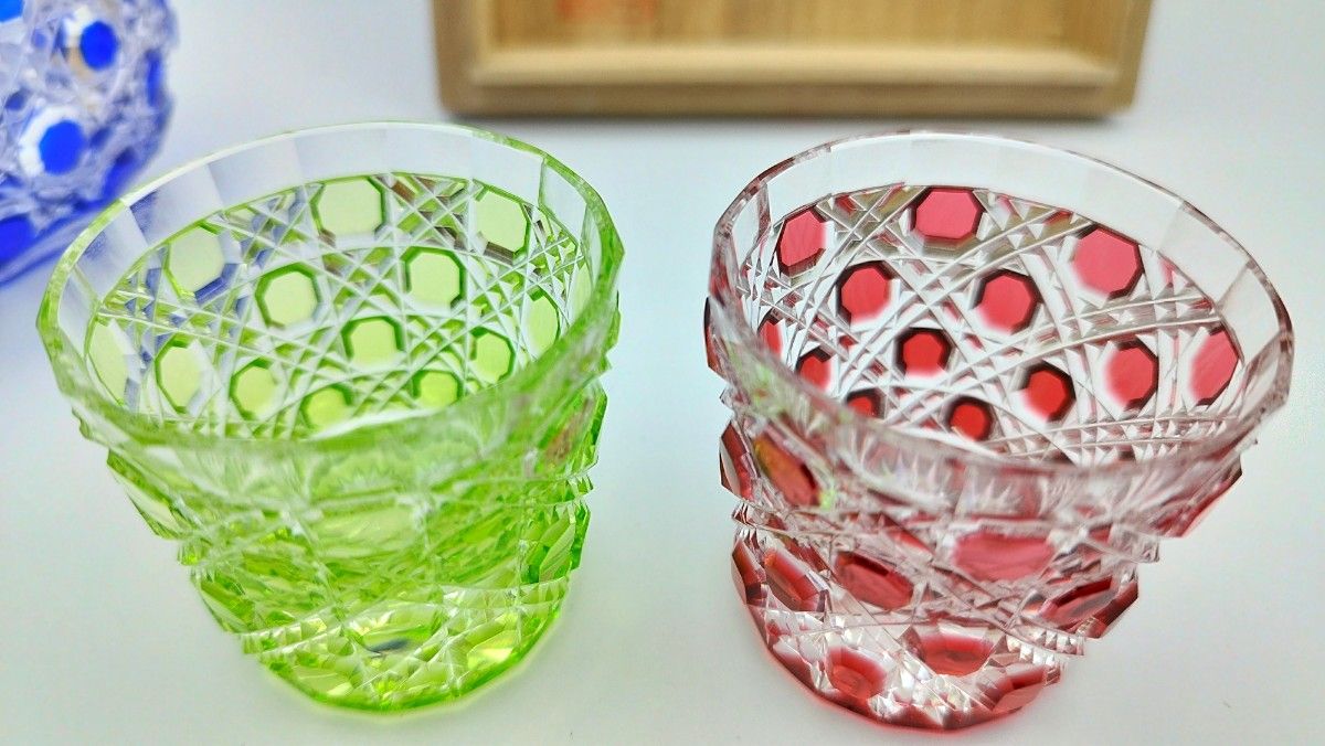 超希少品☆江戸切子 須田秀石 半酒器揃 秀石 堀口硝子(切子、江戸切子