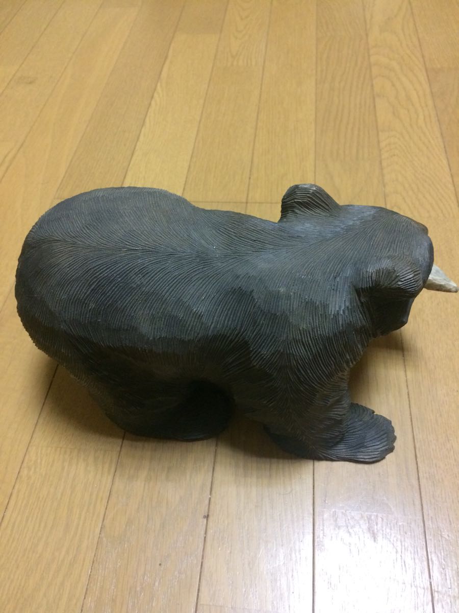 熊の木彫り 木彫りのクマ 民芸品 彫刻 レトロ_画像4