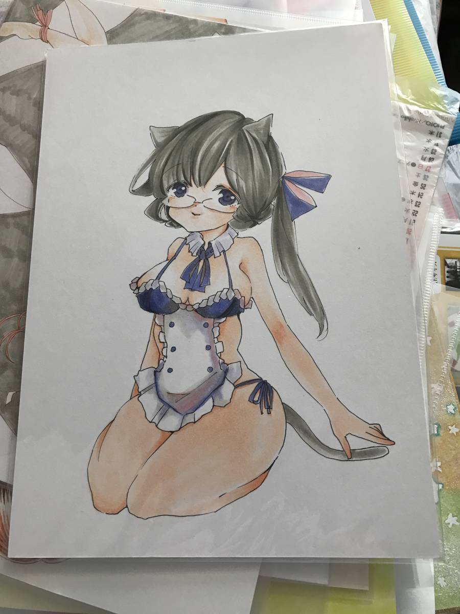 猫耳メイド風ランジェリー・手書きイラスト