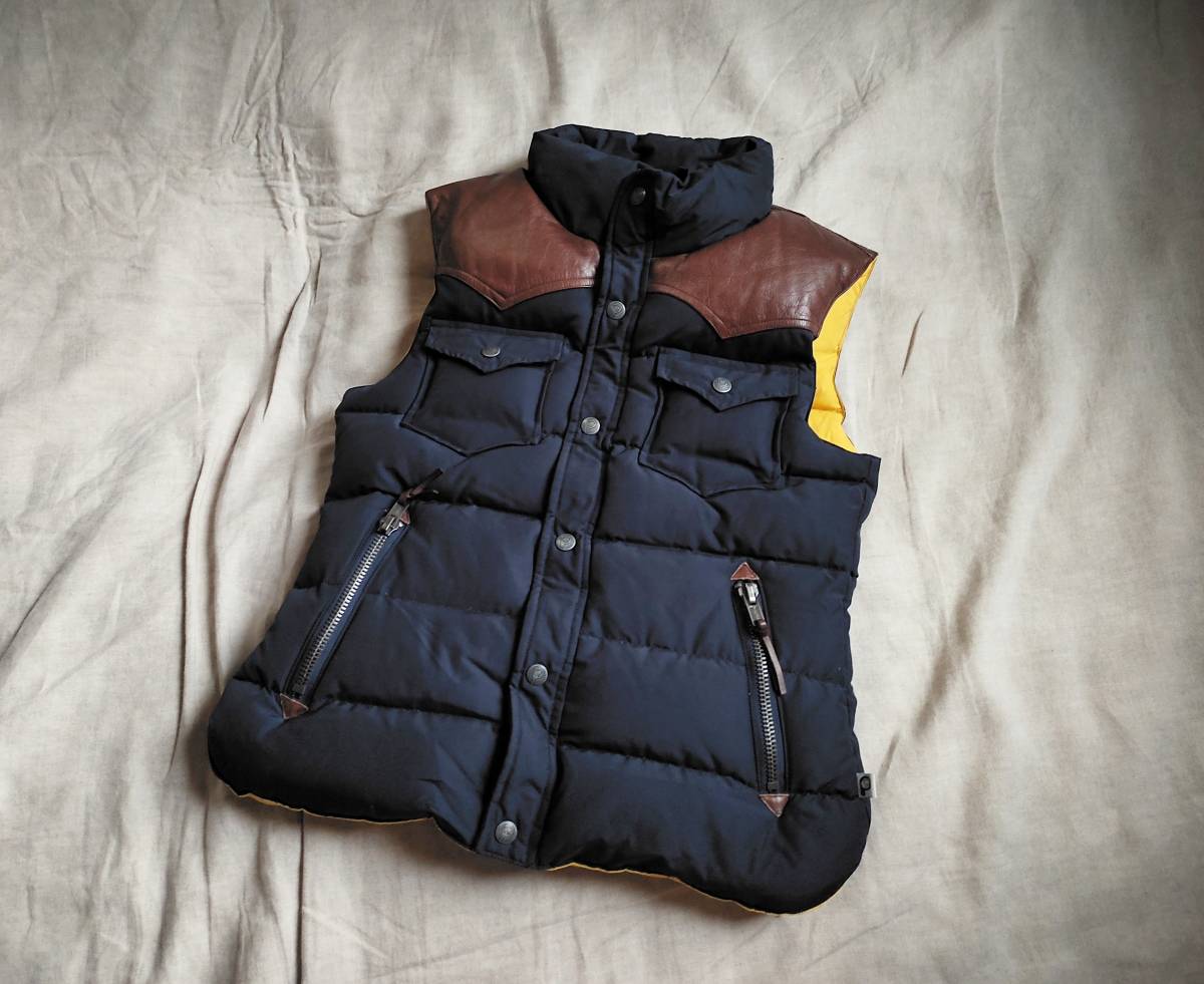 Trailwear Penfield 牛革レザーヨーク ツイードダウンジャケット