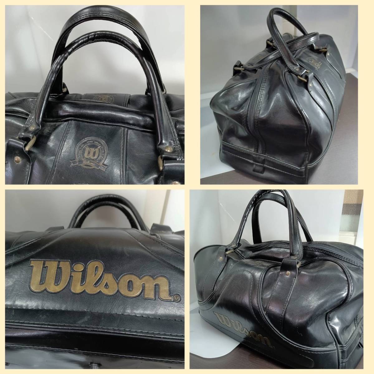 鞄 ◆ Wilson ◆ ボストンバッグ & シューズBag 2点セット BLACK x ゴールド スポーツばっぐ レザー ◆ ウイルソン ◆ メンズ カバンの画像6