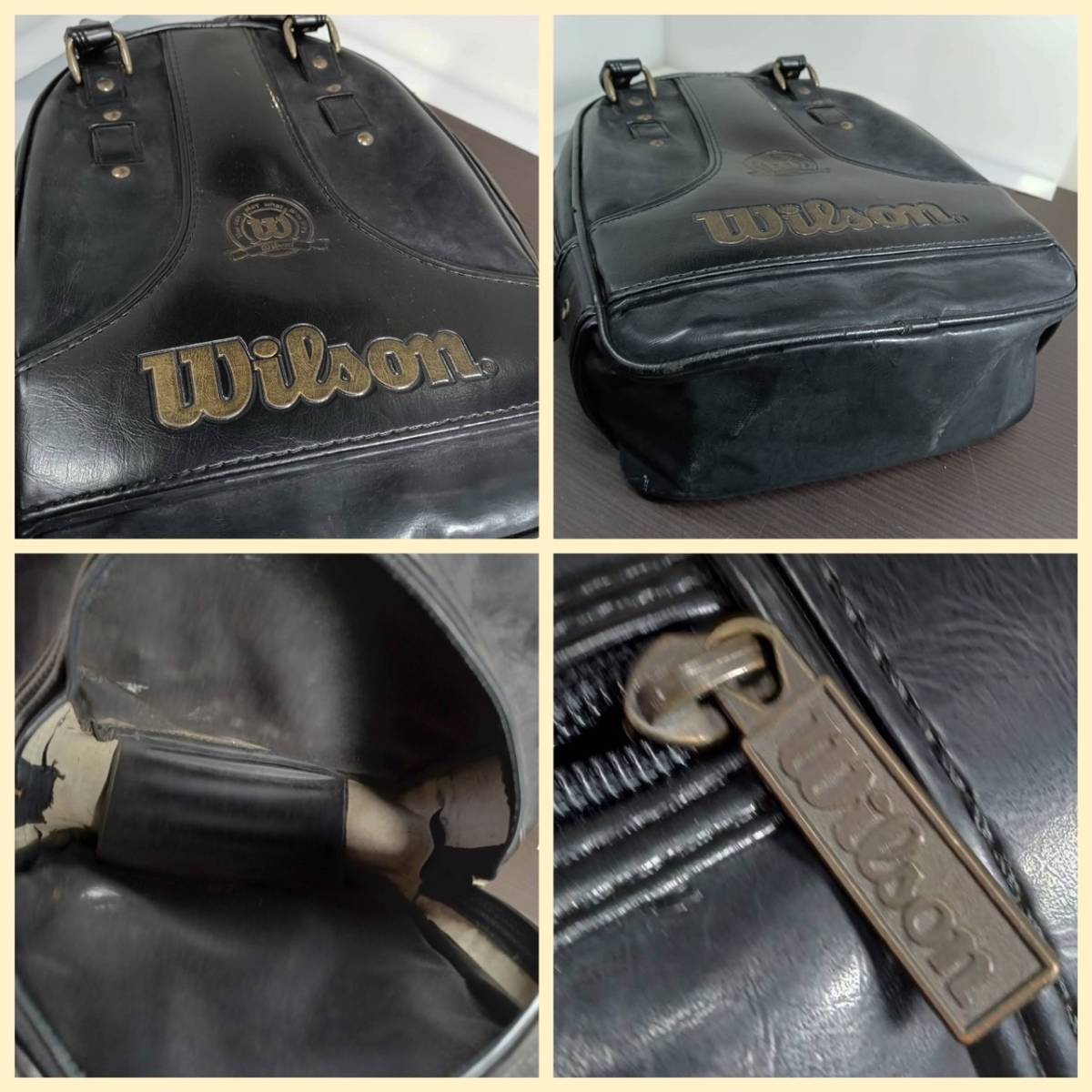 鞄 ◆ Wilson ◆ ボストンバッグ & シューズBag 2点セット BLACK x ゴールド スポーツばっぐ レザー ◆ ウイルソン ◆ メンズ カバンの画像9