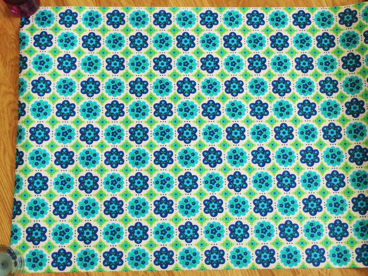  Switzerland made Vintage & retro wax paper, wrapping paper ( blue group. floral print ) 50cm×50cm