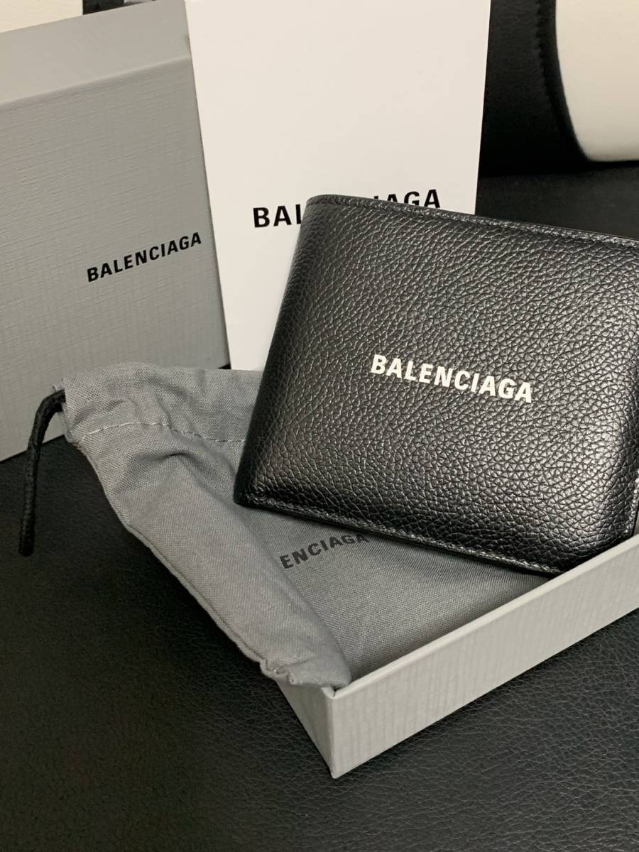 美品 Balenciaga バレンシアガ CASH SQUARE FOLDED COIN wallet カーフ ...