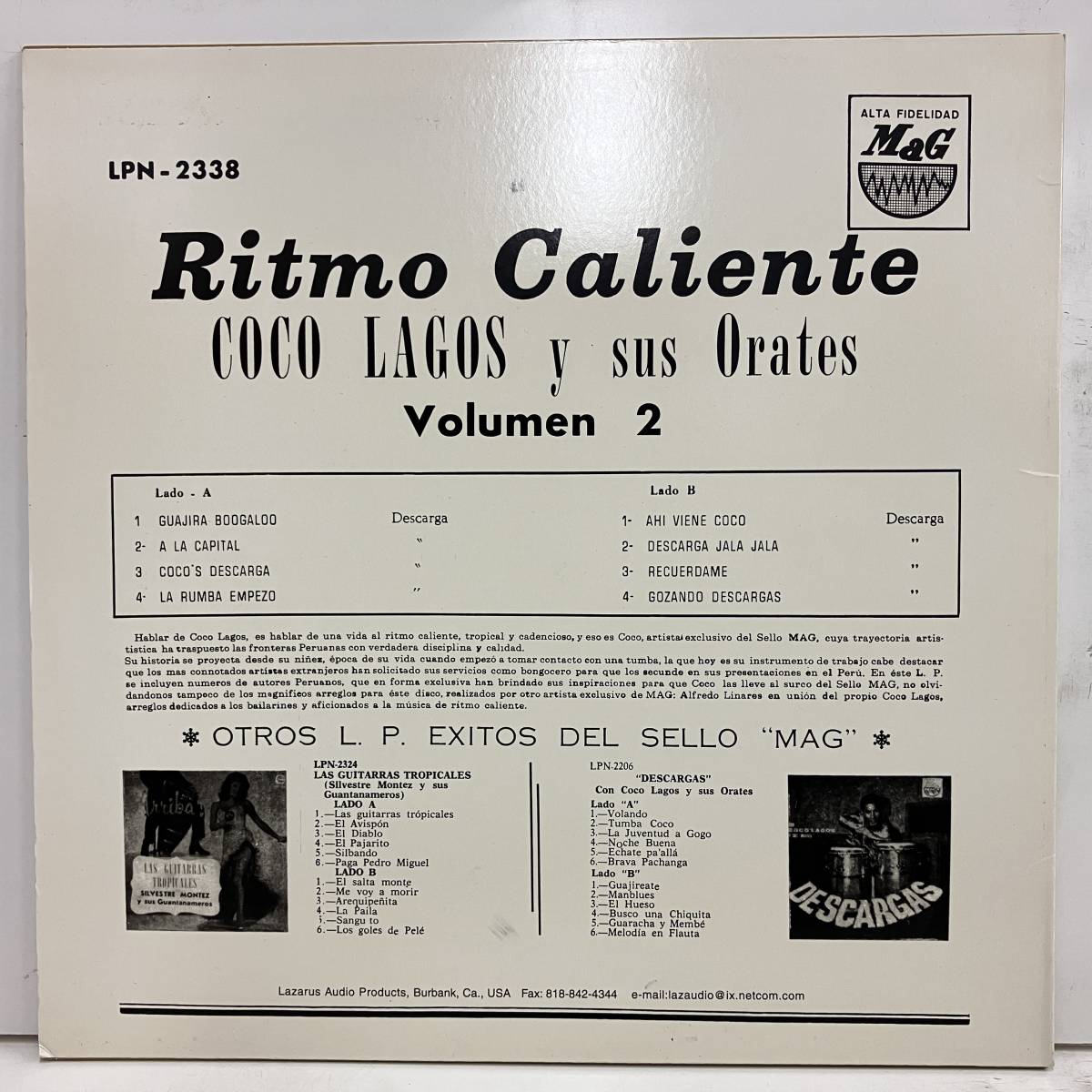 ■230328即決 キューバ Coco Lagos Y Sus Orates / Ritmo Caliente LPN-2338 再発盤 ココ・ラゴス_画像2