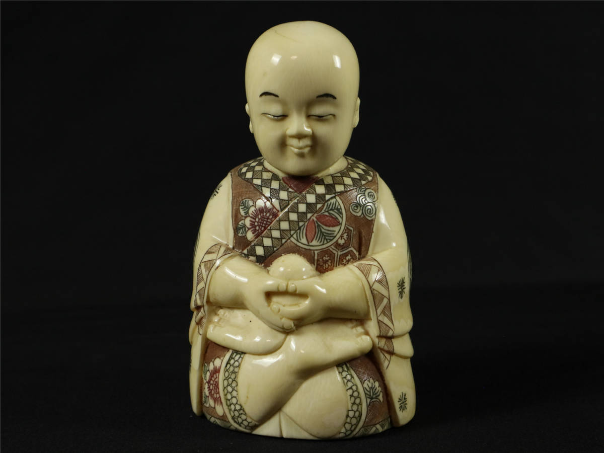 全商品オープニング価格 特別価格】 お侍さん 骨董 象牙風 彫刻 仏像