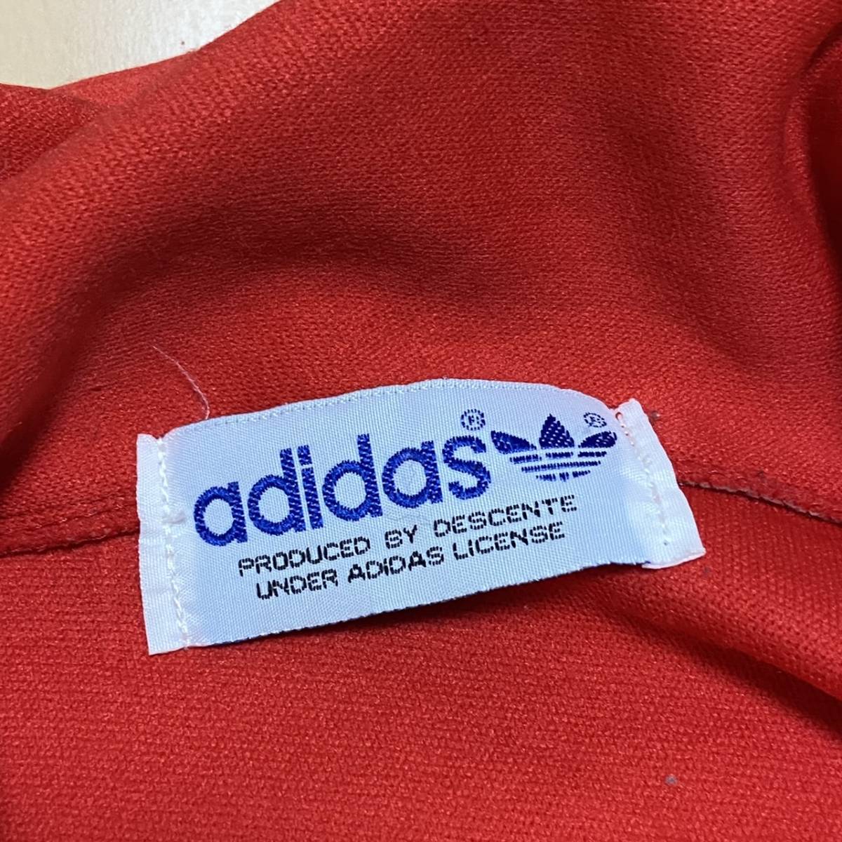 80s adidas トラックジャケット レッド×ホワイト ジャージ アディダス トレフォイル ロゴ 刺繍 パーカー ジャケット 80年代 ヴィンテージ