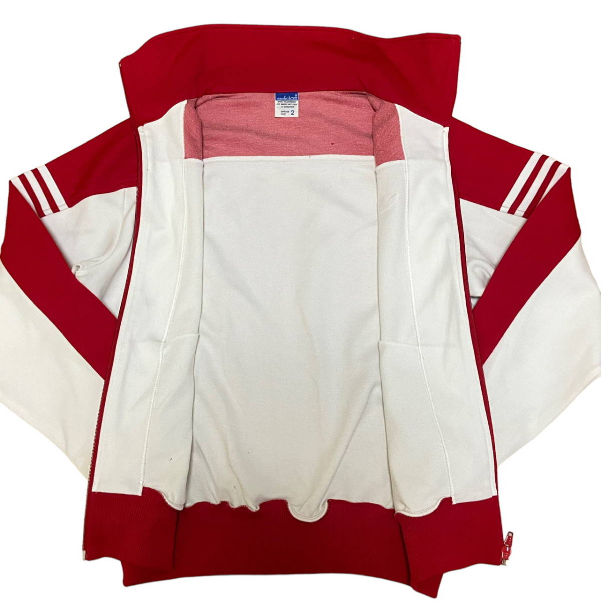 70s 80s adidas Descente производства запад Германия спортивная куртка 2 красный × белый джерси Adidas Parker DESCENTE редкость Vintage 