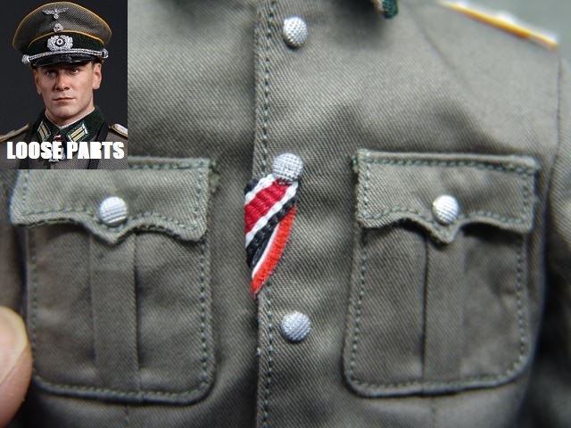 【 騎兵将校 】1/6ドールパーツ：Alertline 製：WWII ドイツ軍 騎兵将校（少尉）製服上下セット_胸には略章リボン付き