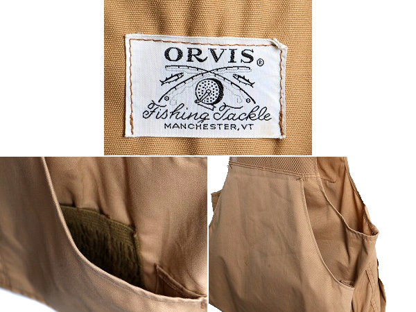 50s 60s Vintage # Orbis охота лучший мужской M степени / ORVIS рыбалка уличный накладывающийся надеты передний открытие бежевый 50 годы 60 годы 