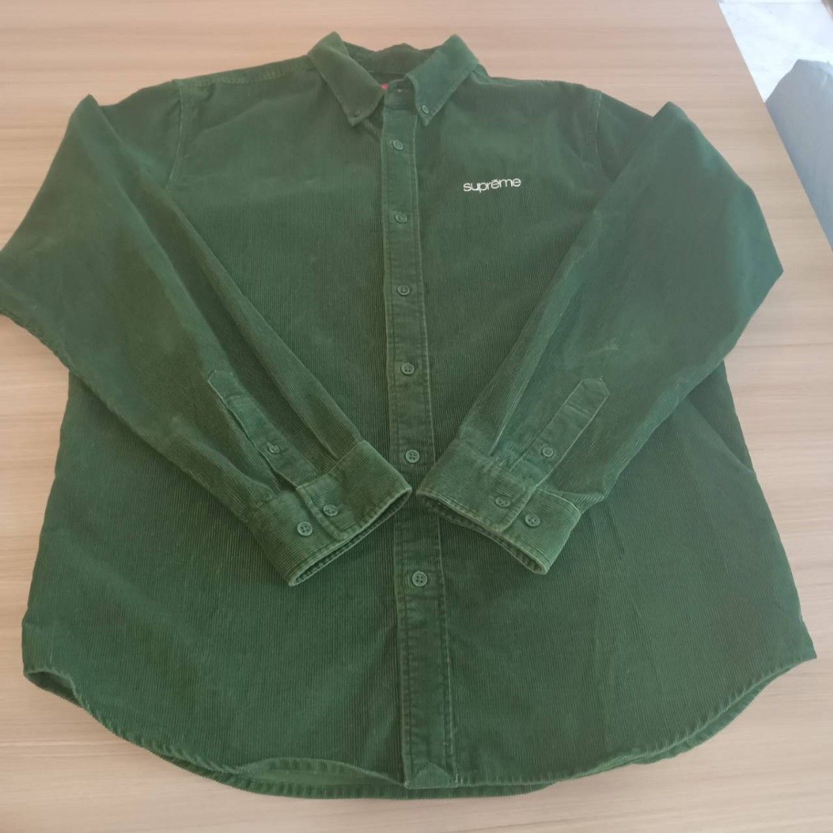 SUPREME CORDUROY LAONG SHIRT GREEN M  シュプリーム　コーデュロイ　ロングシャツ　グリーン 