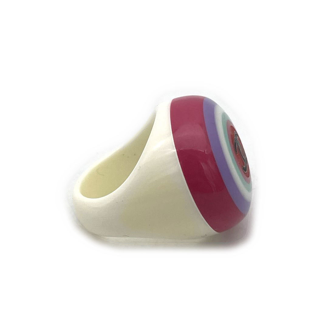 CHANEL シャネル プラスチックリング 指輪 ココマーク ホワイト パープル ピンク グリーン 約12.5号_画像6