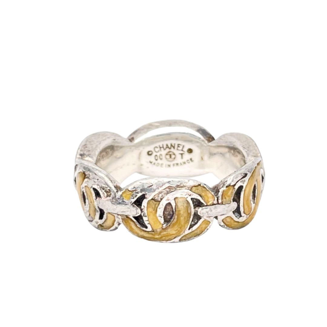 CHANEL Chanel ring ring here Mark silver yellow 00T approximately 11 number 