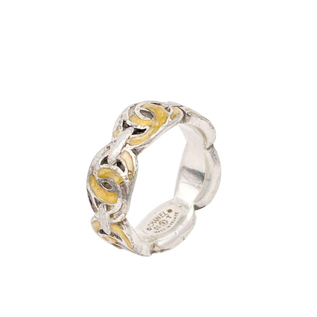 CHANEL Chanel ring ring here Mark silver yellow 00T approximately 11 number 