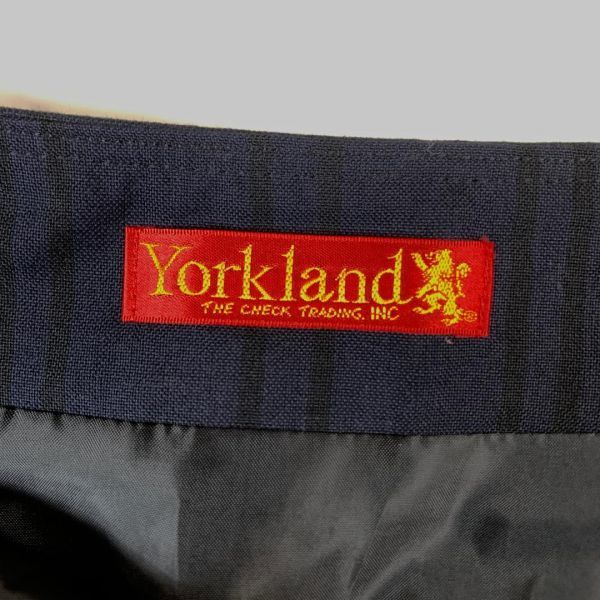 YORKLANDヨークランドコットンチェックスカート ネイビー台形スカート タータンチェック サイドファスナー 9AR C4477_画像6