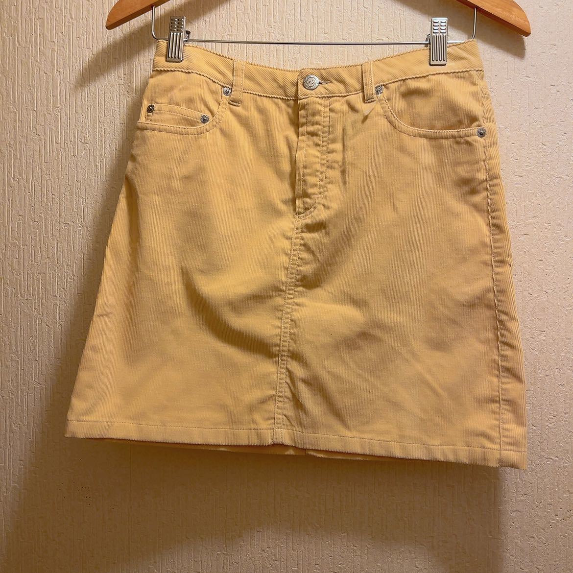 美品★A.P.C★アーペーセー★ベージュ★コーデュロイ台形ミニスカート★XS_画像1