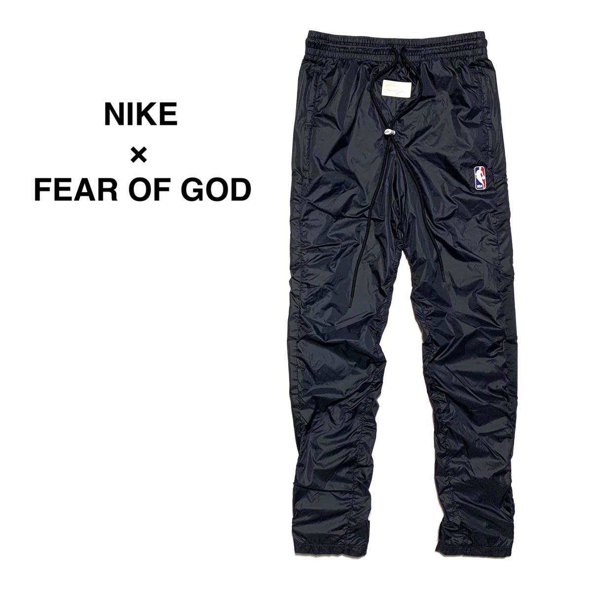 ☆良品 ナイキ × フィアオブゴッド 別注 NBA ナイロン ウォームアップ パンツ 黒 NIKE FEAR OF GOD コラボ FOG  エッセンシャルズ