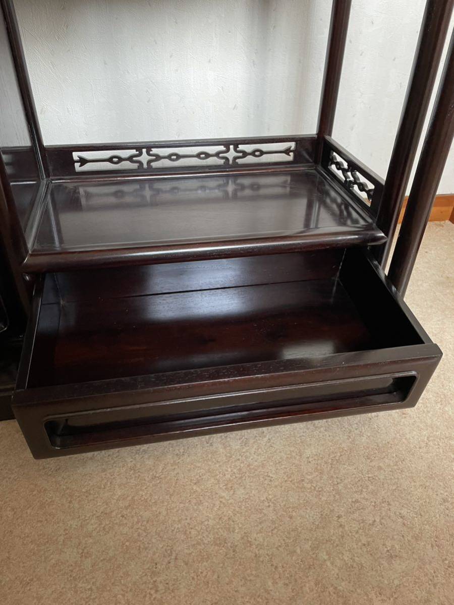 唐木 飾り棚 違い棚 和家具 黒檀 水屋箪笥 装飾 美術 工芸 茶棚 茶箪笥