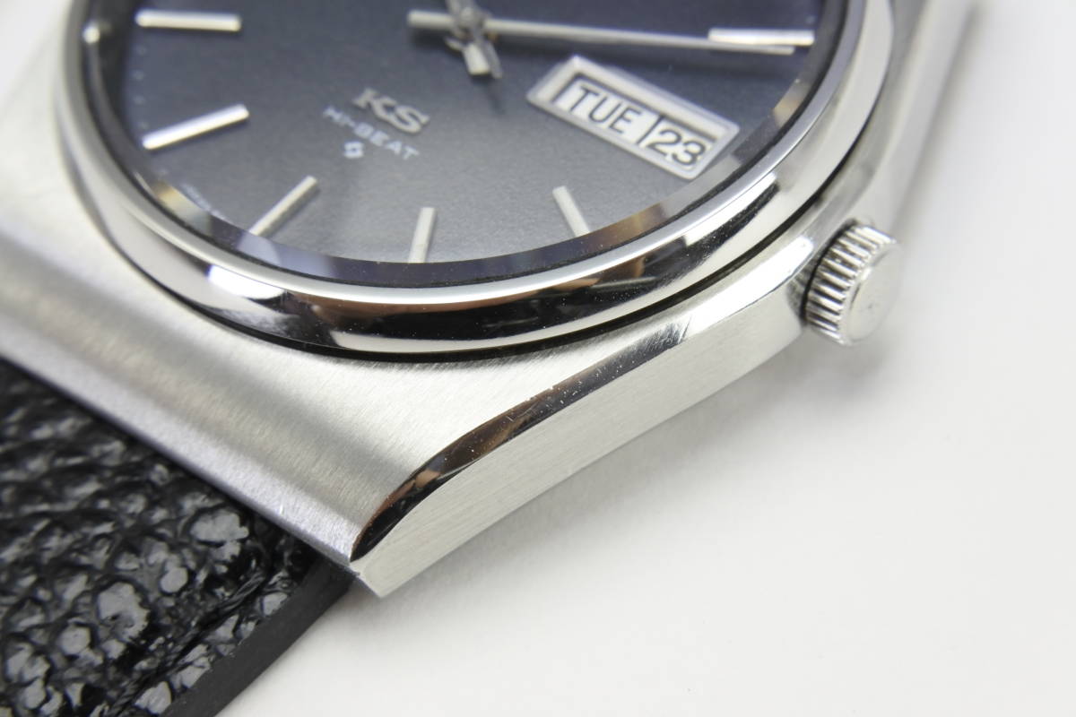 貴重な国産名機 1975年製 SEIKO キングセイコー 5626-8011 黒文字盤 後期型 自動巻紳士腕時計 OH済 新品SEIKOベルト 逸品