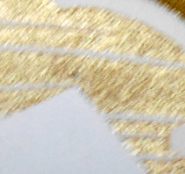 759番 新古品 正絹　色留袖用サンプル端切れ 約63cm　シボが目立たない縮緬地　中厚地　黄土色に波と波頭　金彩加工入り　訳有_画像6